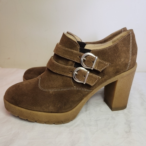 Italian Suede Leather Platform Heels - Picture 2 of 13